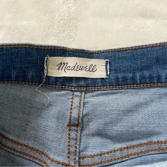 Madewell High Rise Denim Blue Jean Shorts button fly raw hem cuffed hem 26 - Picture 6 of 7